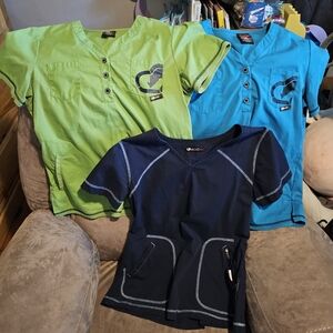 Set Of 3 Ecko Red Scrub Tops, Size Medium